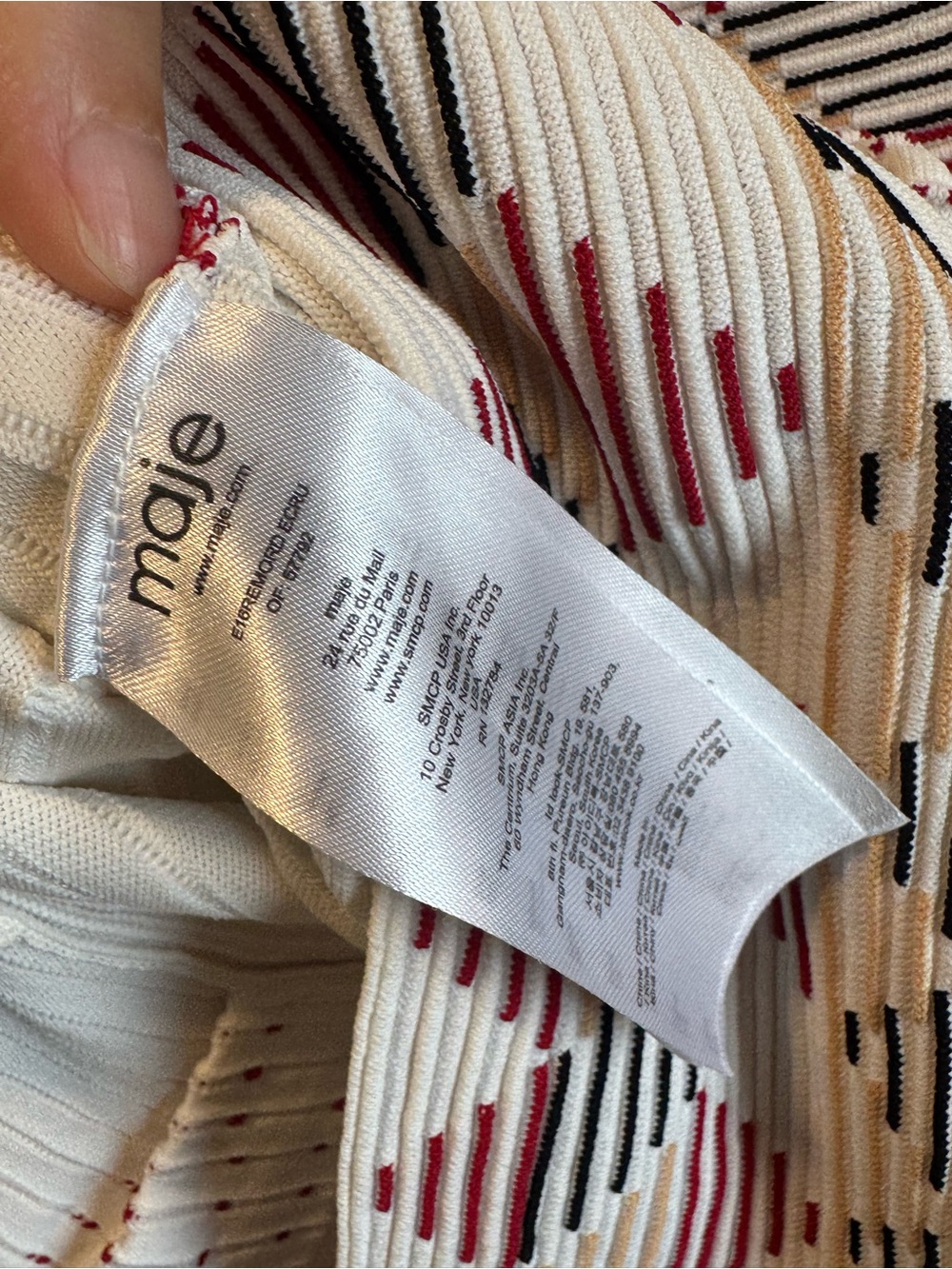 Maje Cream Midi Dress with Pink and Gray Trim - Picture 9 of 9